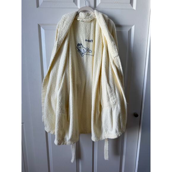 Shut Eye Yellow Frog Terry Cotton Robe Vintage 90s/Y2K | Cozycore Pajamas - Picture 8 of 9